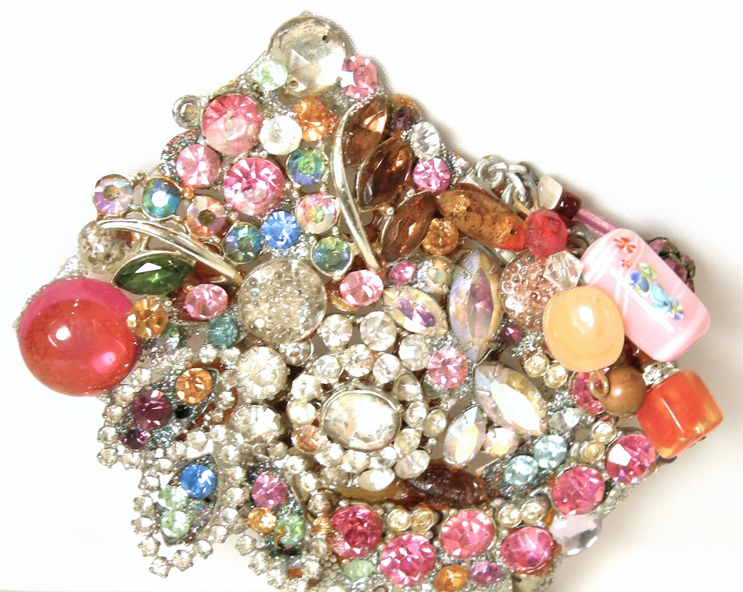 Large, Fun Vintage Multi-Color Crystal Brooch In Good Condition In New York, NY