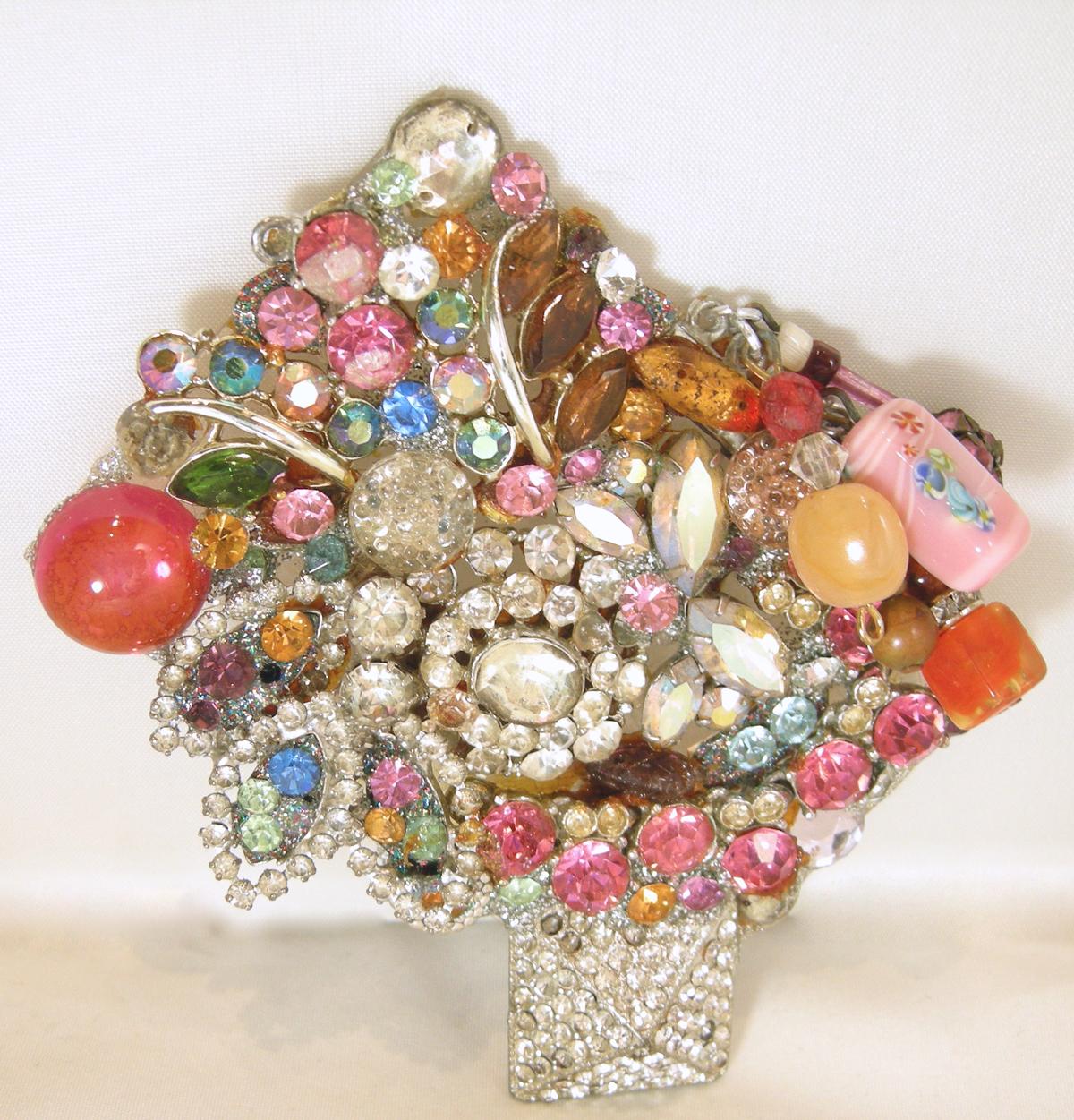 Women's or Men's Large, Fun Vintage Multi-Color Crystal Brooch