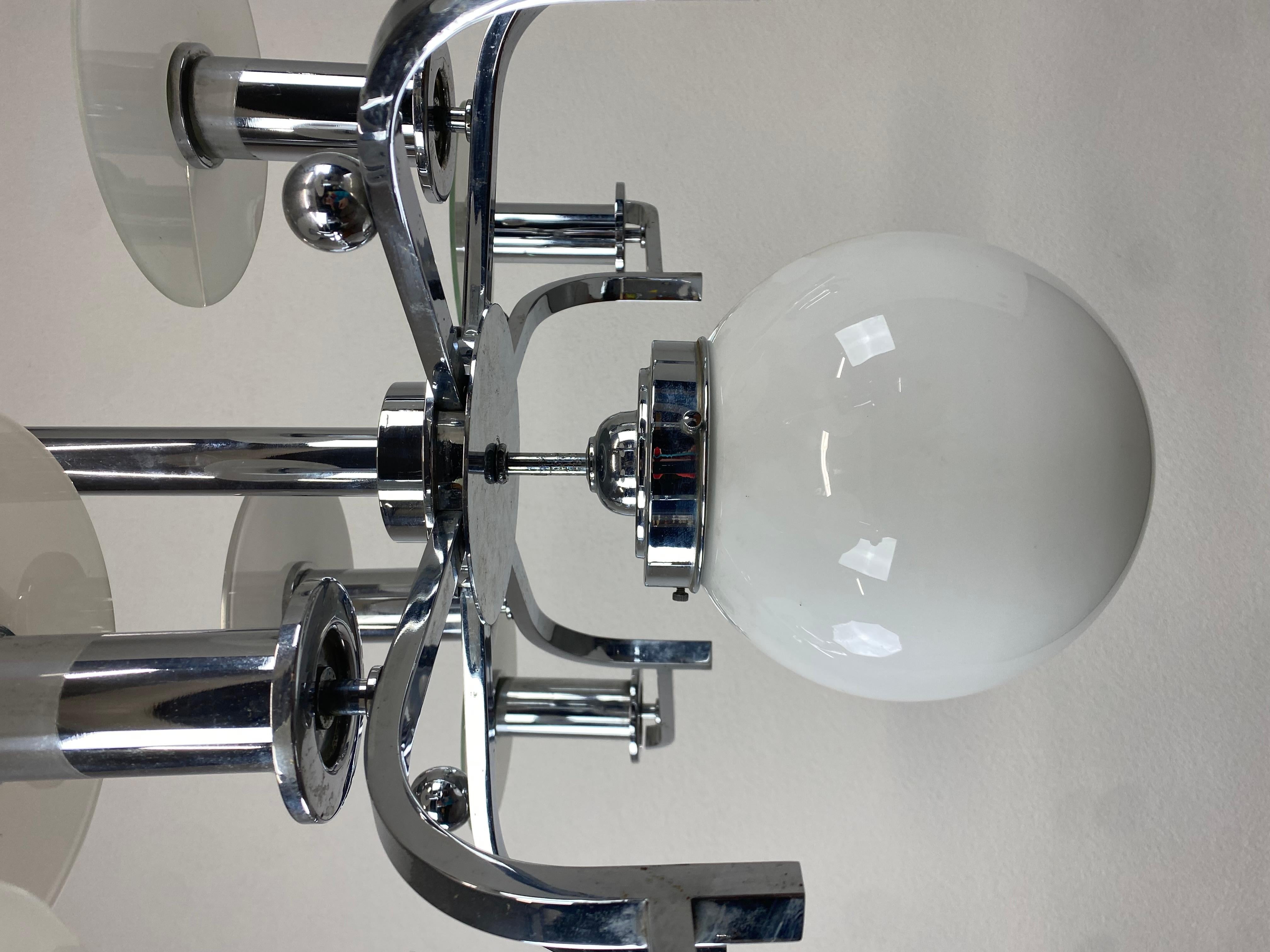 Glass Large Functionalist/Bauhaus Chandelier For Sale