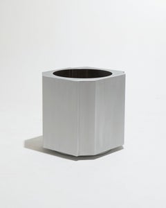 Large Funki plant pot in brushed aluminum