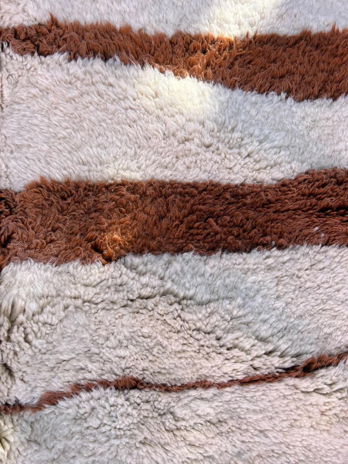 Contemporary Large Funky Neutral Animal Print Modern Moroccan Wool Beni M'Rirt Handwoven Rug For Sale