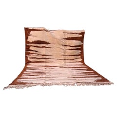 Large Funky Neutral Animal Print Modern Moroccan Wool Beni M'Rirt Handwoven Rug