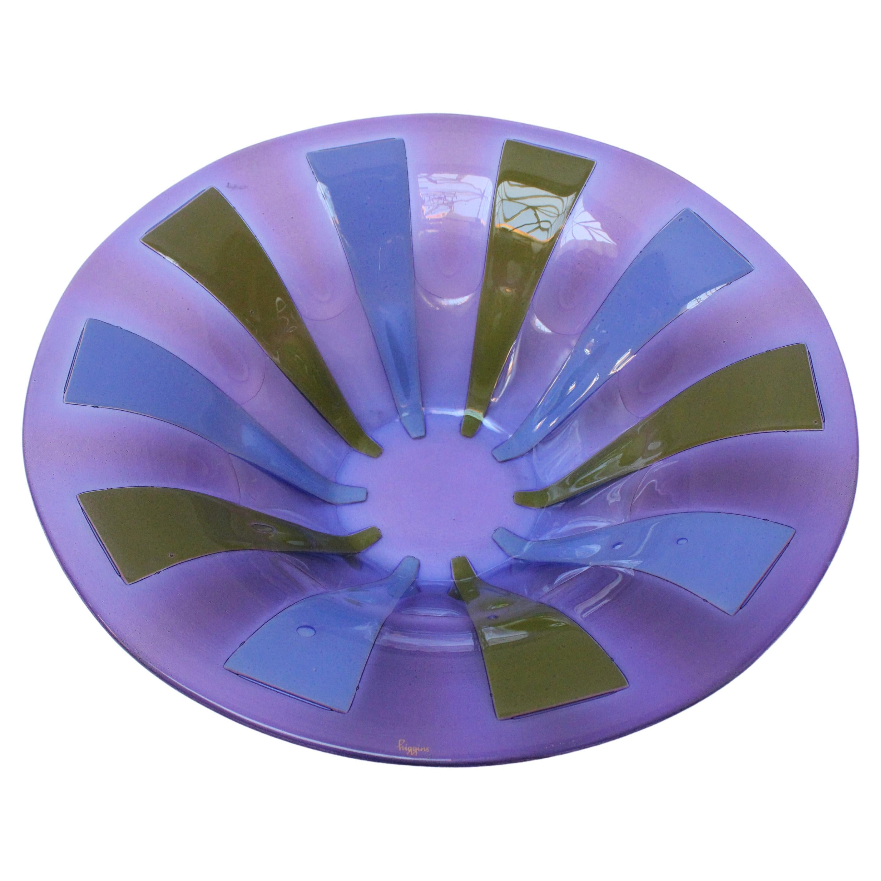 Large Fused Art Glass Bowl by Higgins
