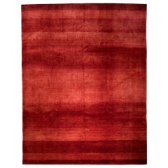 Large Cherry and Strawberry Red Contemporary Gabbeh Persian Wool Rug