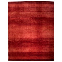 Large Cherry and Strawberry Red Contemporary Gabbeh Persian Wool Rug 