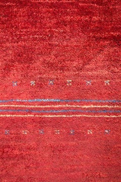 Large Red Striped Contemporary Gabbeh Persian Wool Rug