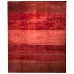 Large Red Striped Contemporary Gabbeh Persian Wool Rug 