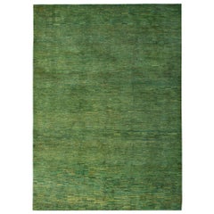 Large Green Contemporary Gabbeh Persian Wool Rug 