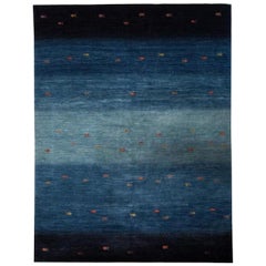 Large Deep Blue Contemporary Gabbeh Persian Wool Rug