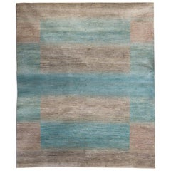 Large Pale Blue and Neutral Contemporary Gabbeh Persian Wool Rug