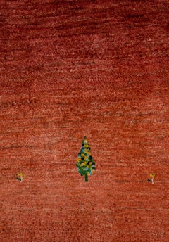 Large Contemporary Sunset Red and Orange Gabbeh Persian Wool Rug