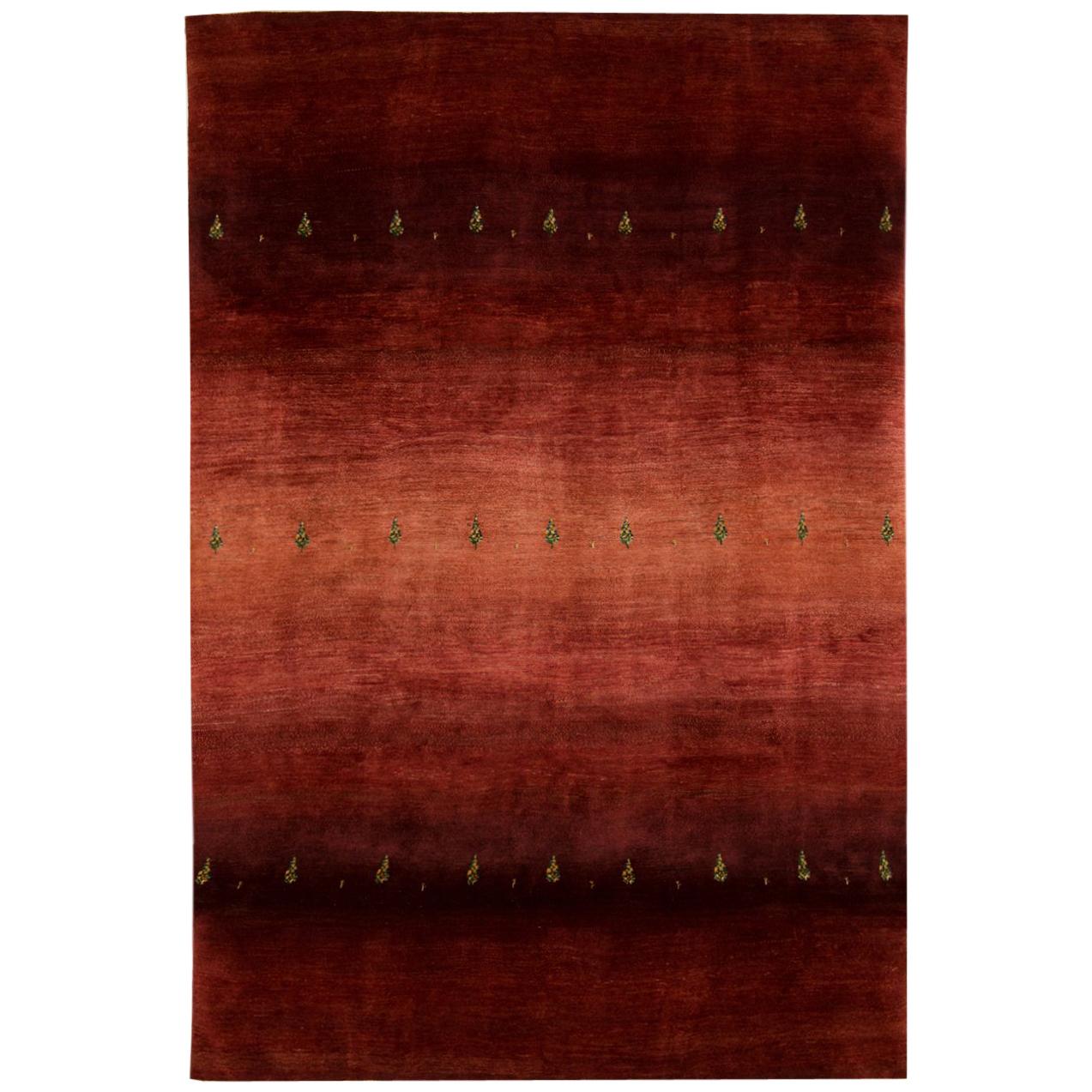 Large Contemporary Sunset Red and Orange Gabbeh Persian Wool Rug  For Sale
