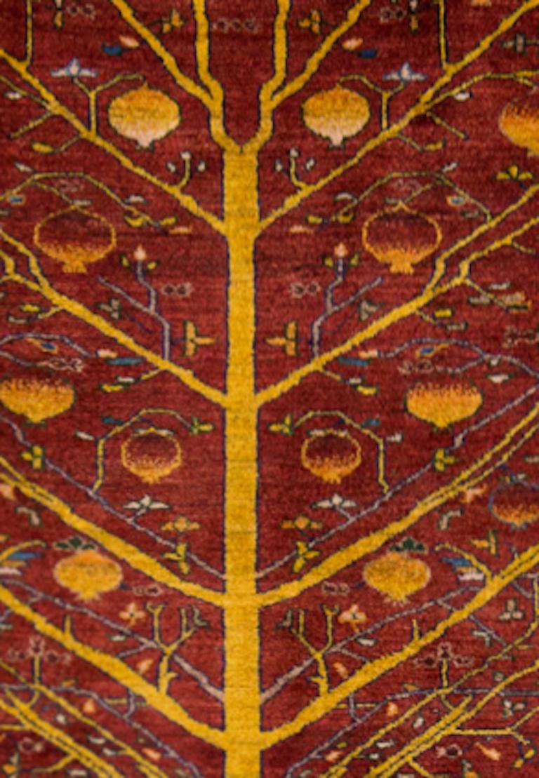 Tribal Large Contemporary Red Pomegranate Tree Gabbeh Persian Wool Rug  For Sale