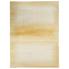 Large Pale Gold and White Contemporary Gabbeh Persian Wool Rug