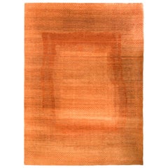 Large Pumpkin and Copper Contemporary  Gabbeh Persian Wool  Rug
