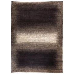 Large Contemporary Chocolate Brown and White Gabbeh Persian Wool Rug