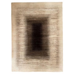 Large Contemporary Espresso Brown and Cream Gabbeh Persian Wool Rug