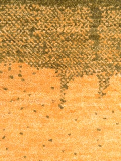 Large Contemporary Gold and Soft Blue Gabbeh Persian Wool Rug