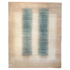 Large Contemporary Blue and Cream Gabbeh Persian Wool Rug