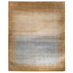 Large Contemporary Soft Brown and Gray Blue Gabbeh Persian Wool Rug
