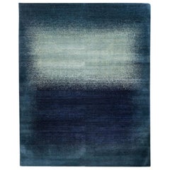 Large Contemporary Deep and Pale Blue Gabbeh Persian Wool Rug
