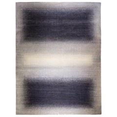 Large Blue Violet and White Contemporary Gabbeh Persian Wool Rug