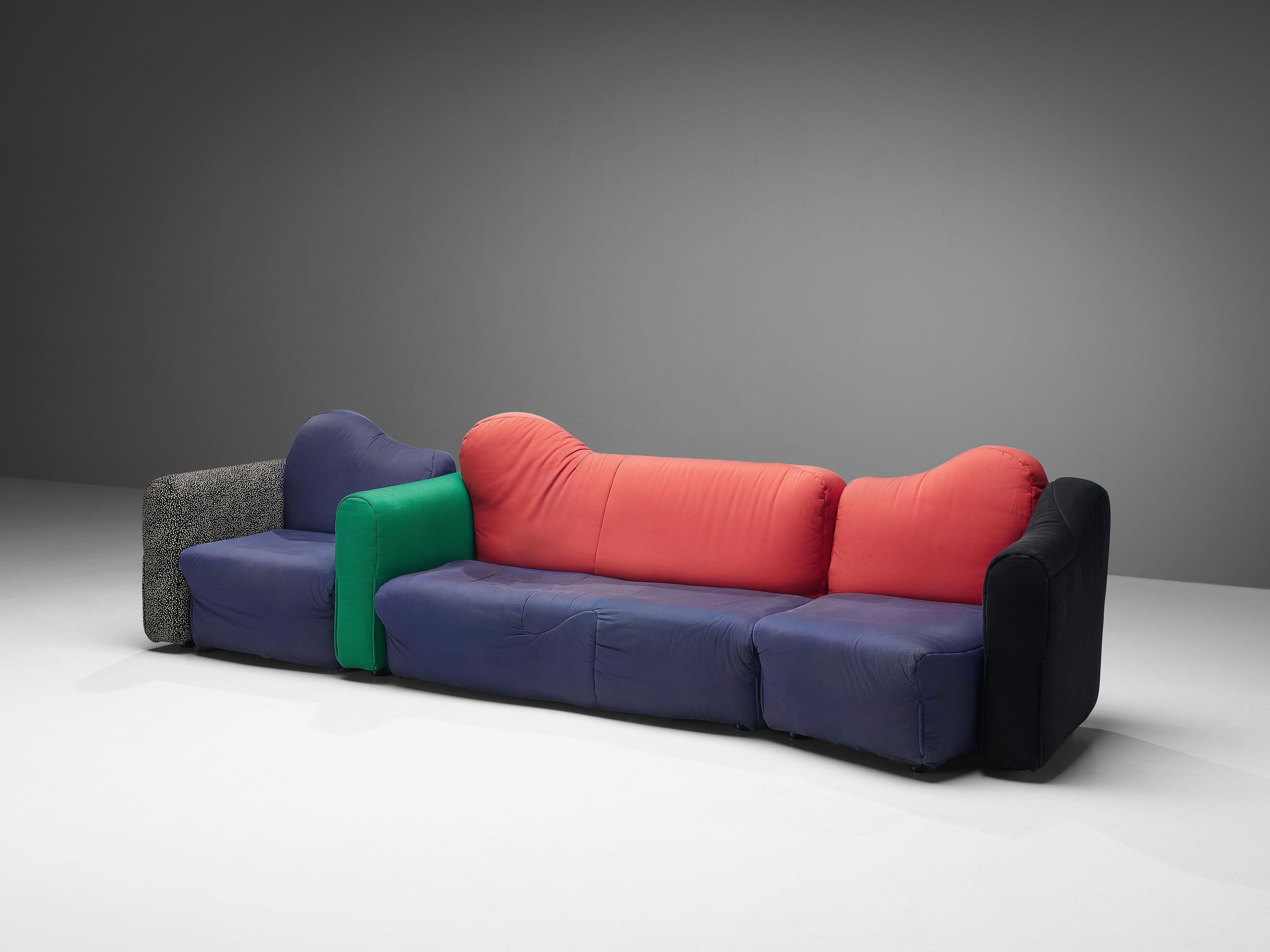 Gaetano Pesce for Cassina, sofa, model ‘Cannaregio’, multicolored upholstery, Italy, 1987

Large ‘Cannaregio’ sofa, designed by Gaetano Pesce for Cassina. The 1987 design is playful, versatile and colorful. The set can be arranged in different