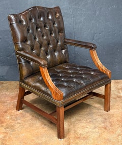 Large Gainsborough Library Armchair of Tufted Leather from England