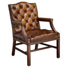 Large Gainsborough Library Armchair of Tufted Leather from England