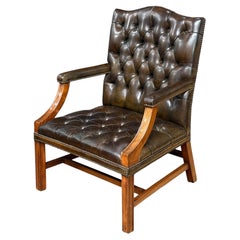 Large Gainsborough Library Armchair of Tufted Leather from England