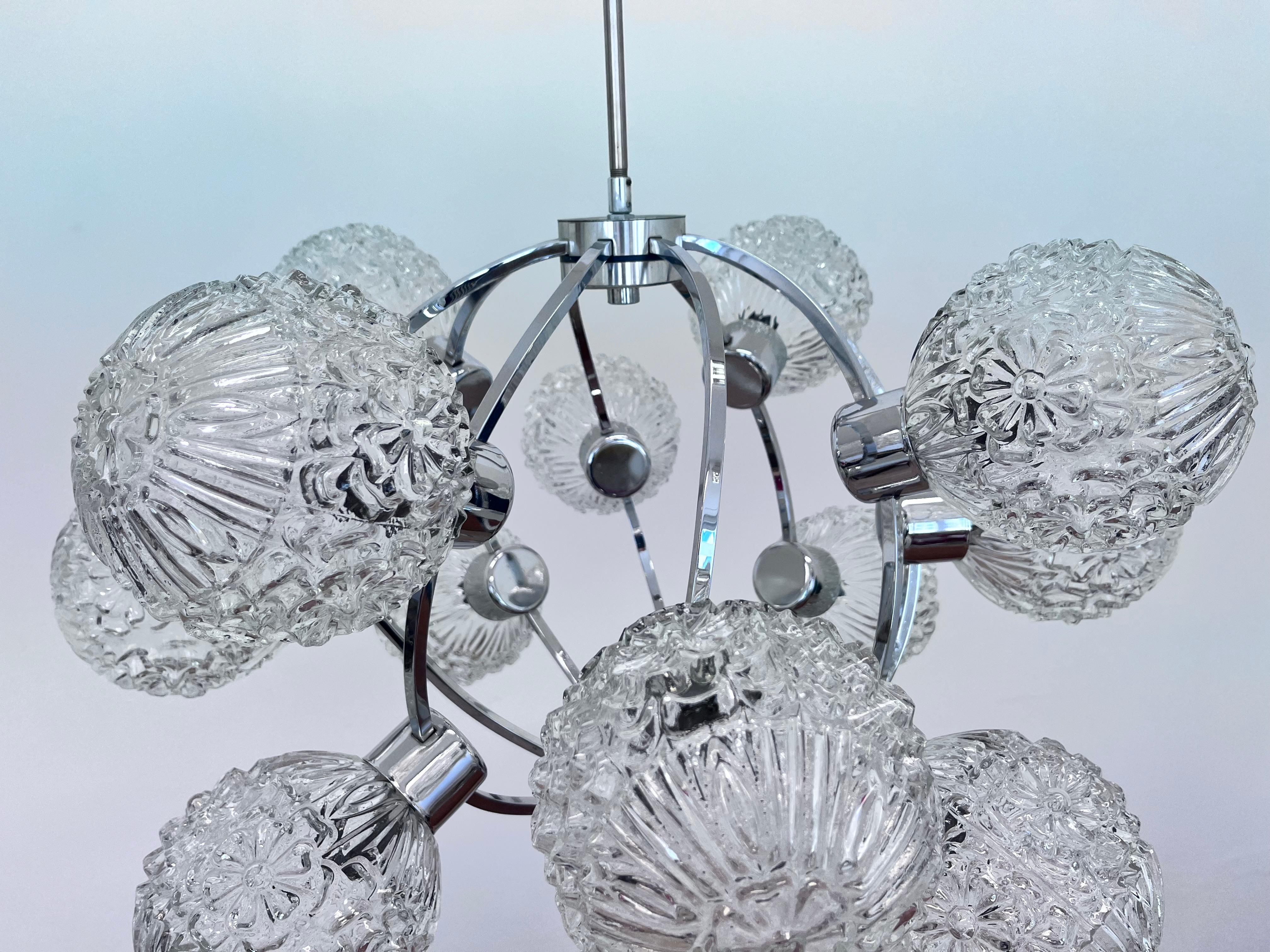 Late 20th Century Large Galaxy Space age Sputnik Chandelier by Richard Essig - Germany, 1970s For Sale