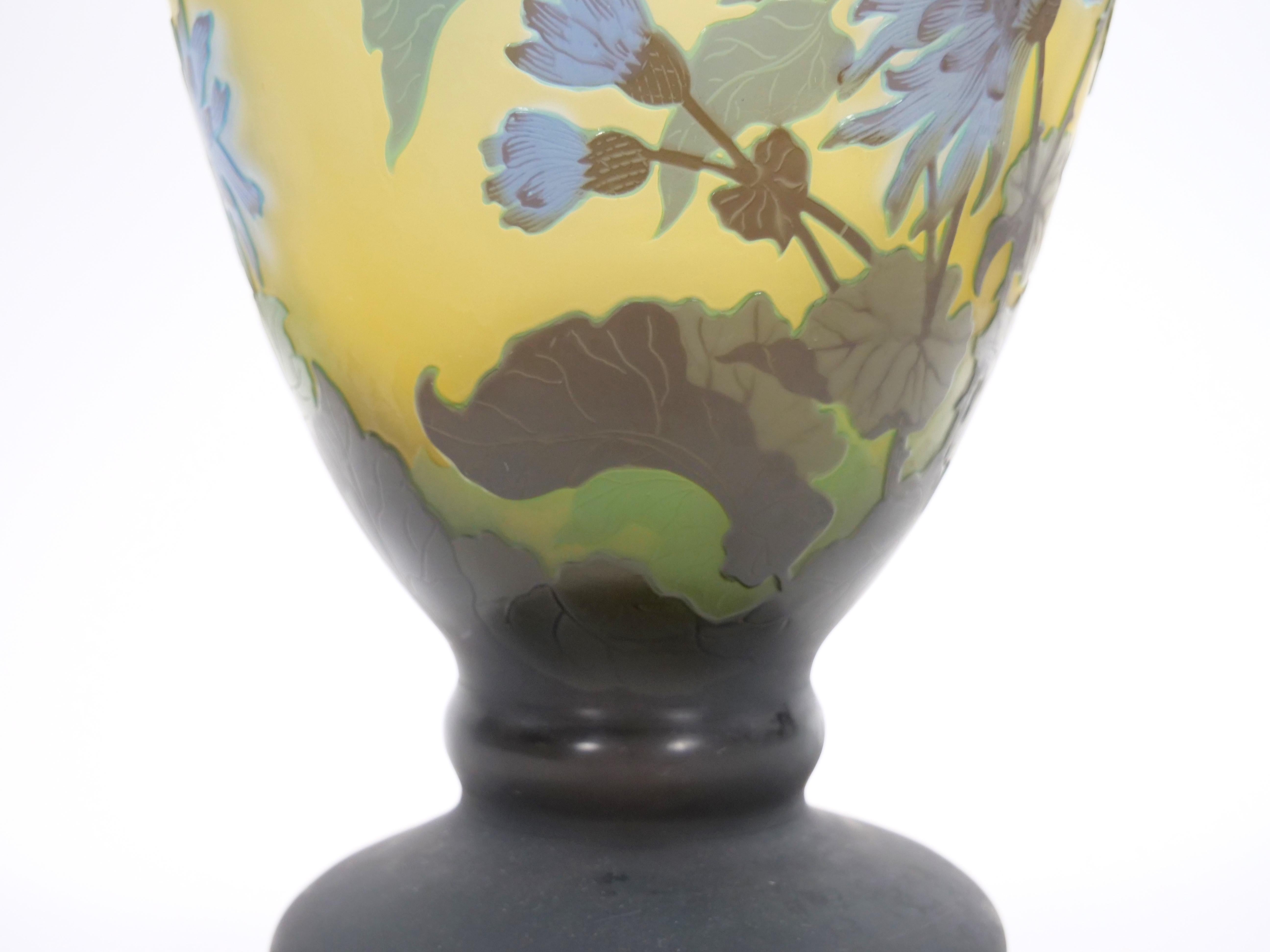 Large Galle Art Nouveau Cameo Glass Vase For Sale 5