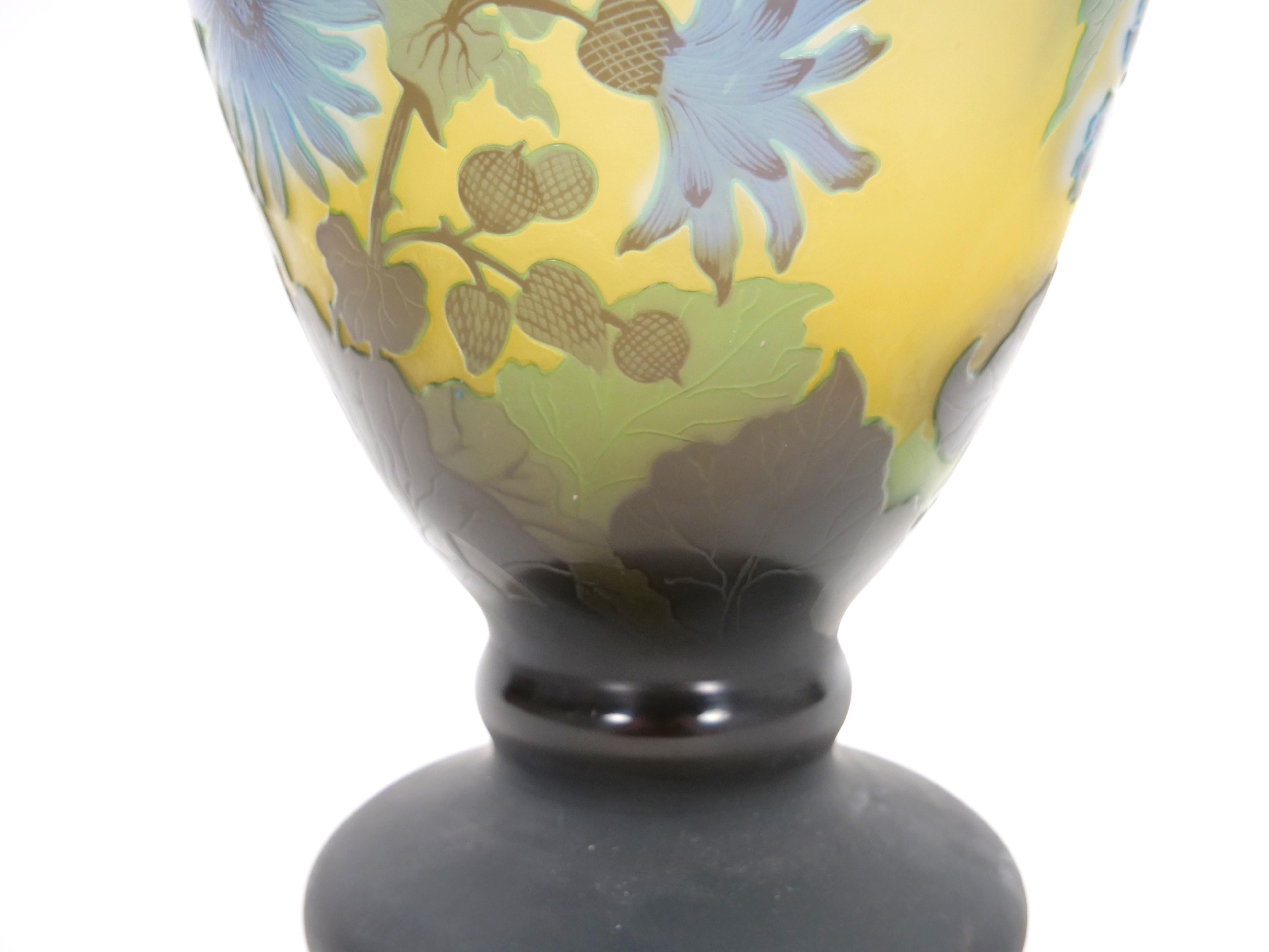 Large Galle Art Nouveau Cameo Glass Vase For Sale 7