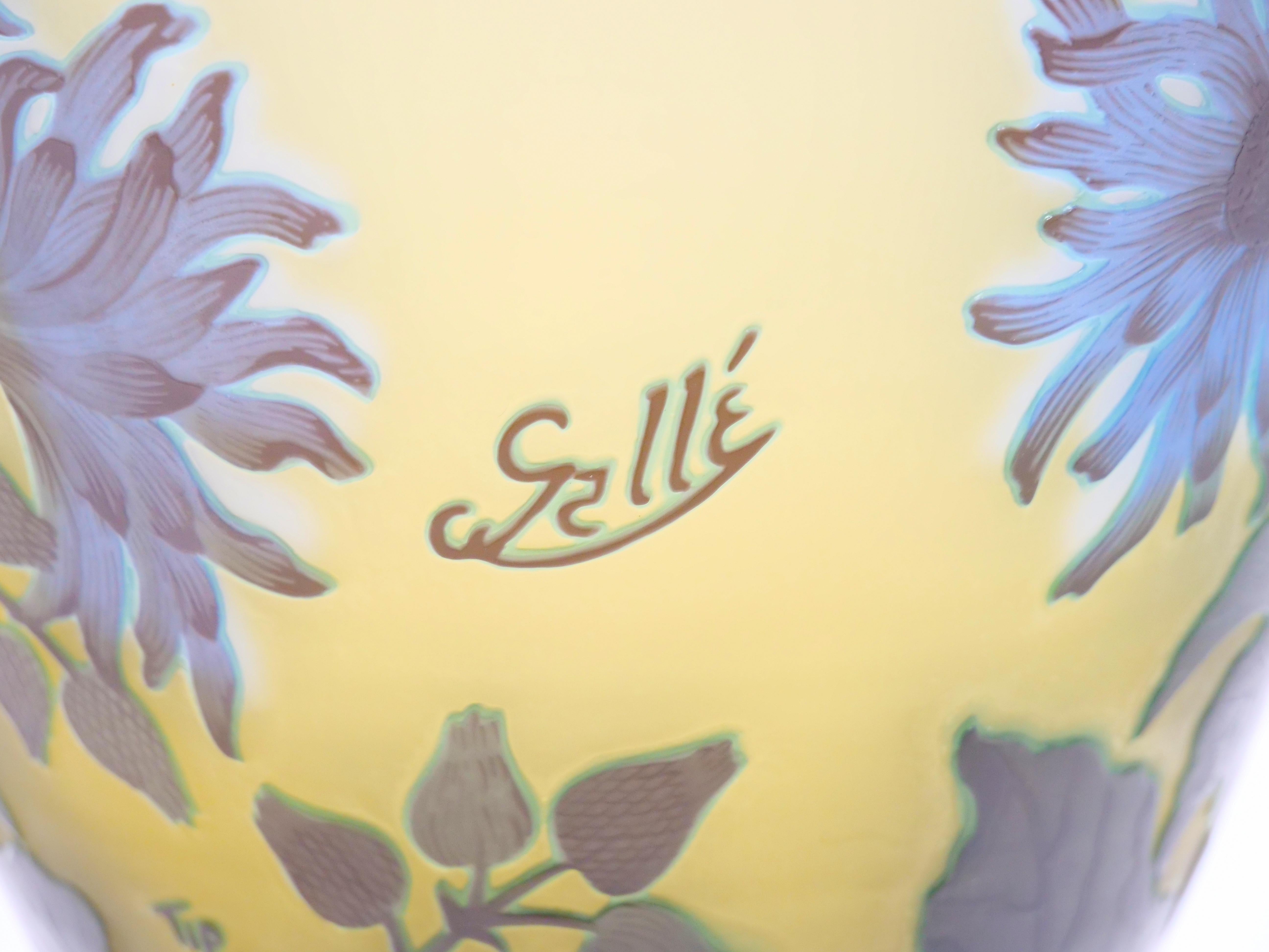 Large Galle Art Nouveau Cameo Glass Vase For Sale 8