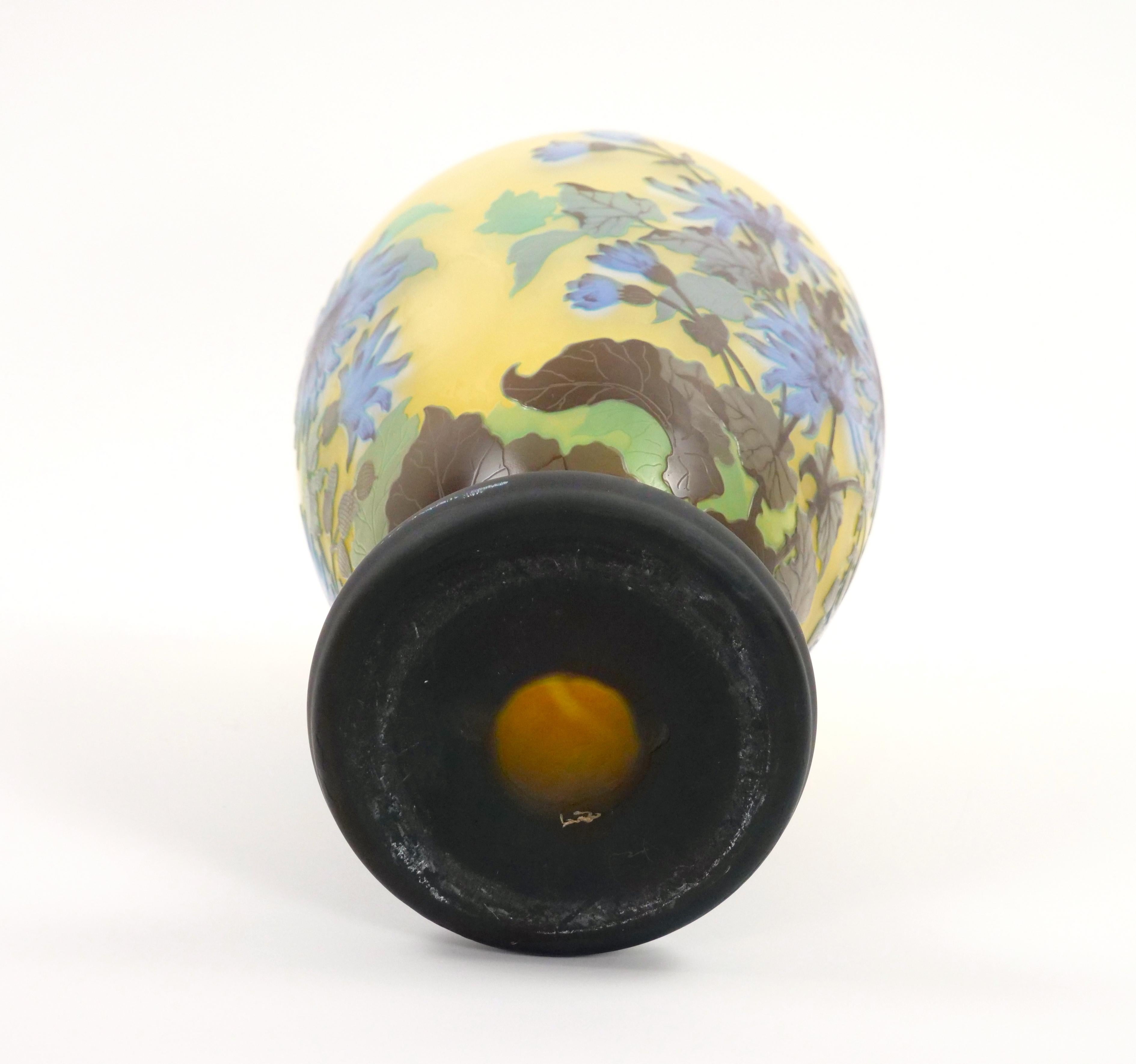 Large Galle Art Nouveau Cameo Glass Vase For Sale 10