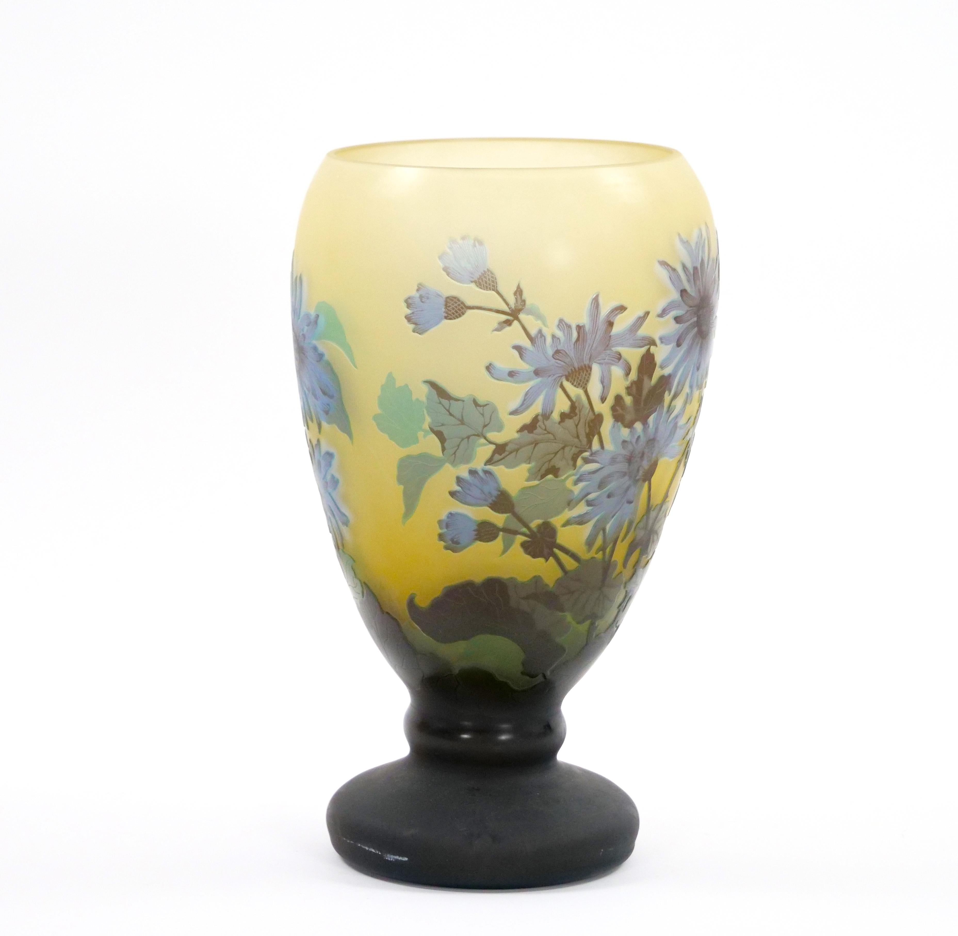 20th Century Large Galle Art Nouveau Cameo Glass Vase For Sale