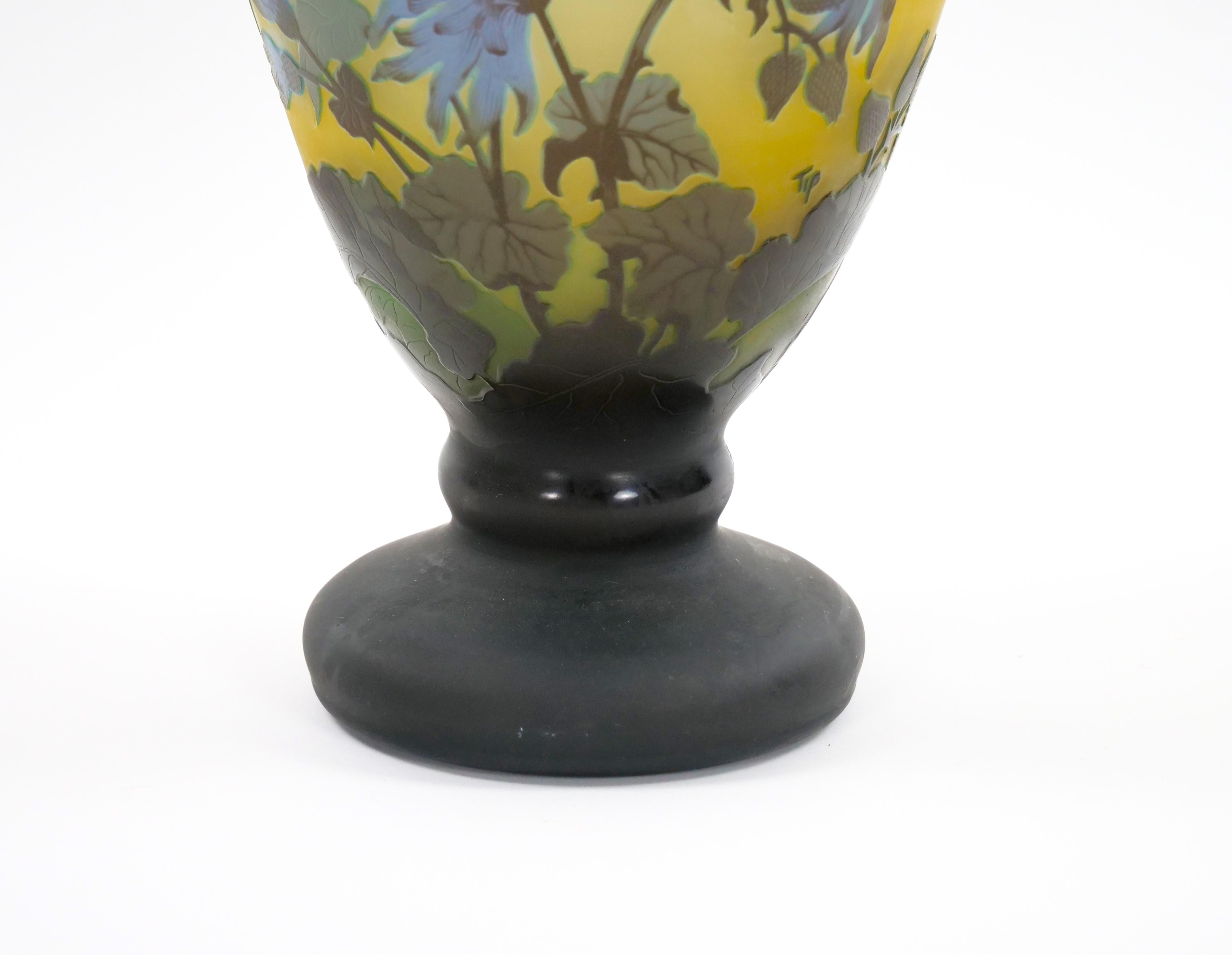 Large Galle Art Nouveau Cameo Glass Vase For Sale 1