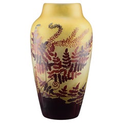 Large Galle cameo glass Fern vase c1920