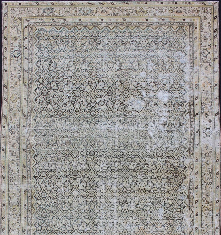 Malayer Antique gallery runner from Persia with Small-Scale Geometrics and Herati design, rug SUS-2007-373, country of origin / type: Iran / Malayer, circa 1900.

This antique Malayer carpet from 1900's Persia features dynamic design and color