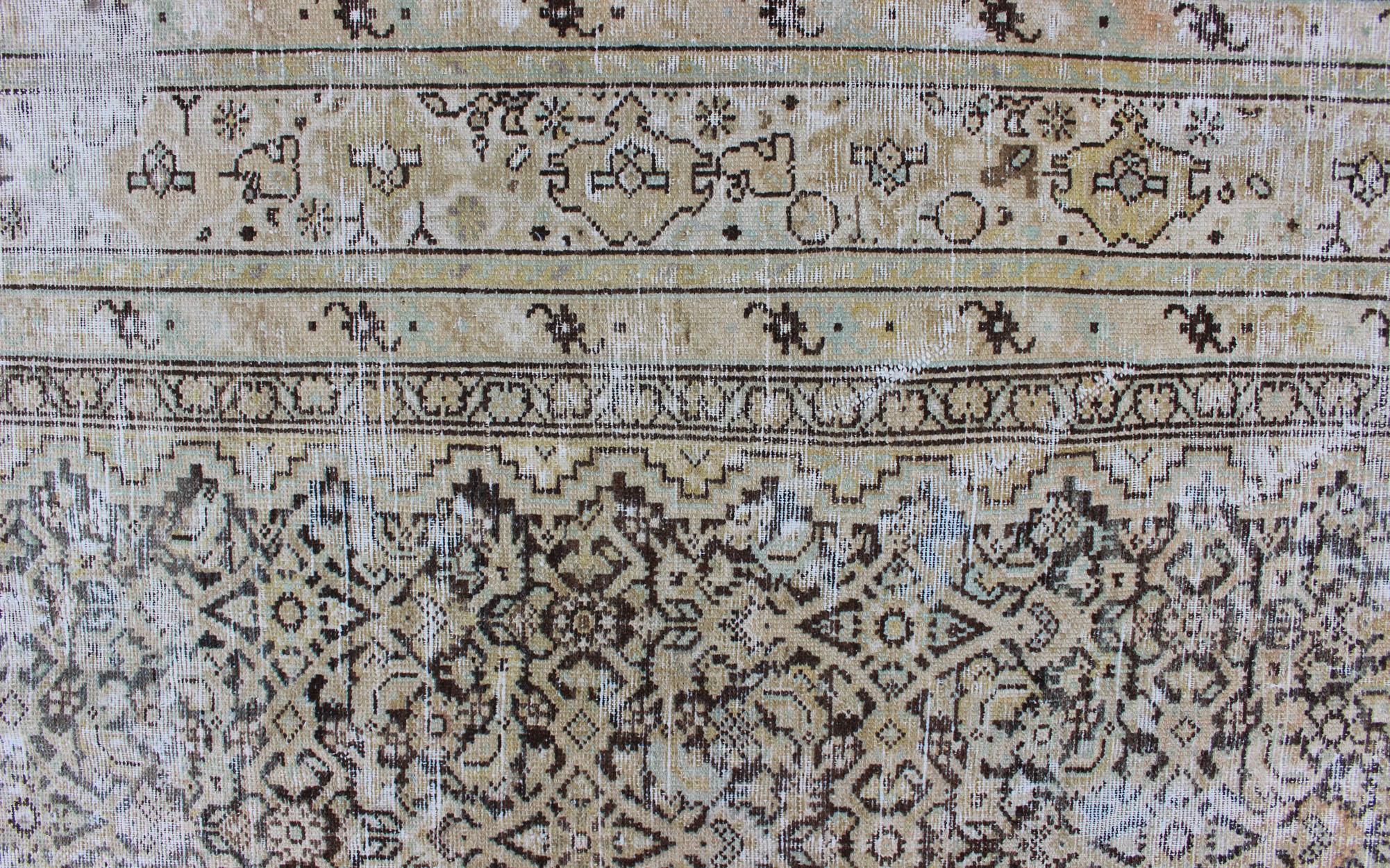 20th Century Large Gallery Persian Malayer Runner with Herati Design in Gray and Earth Tones