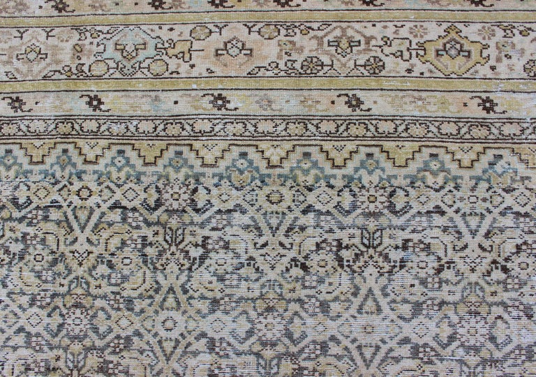 Large Gallery Persian Malayer Runner with Herati Design in Gray and Earth Tones For Sale 2