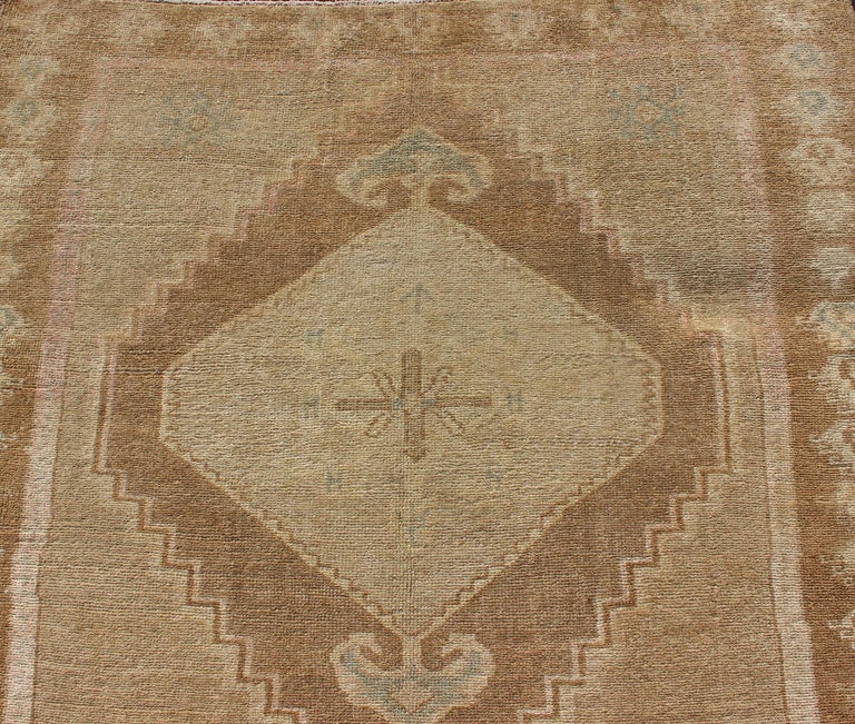 Large Gallery Turkish Rug in Earth Tones, Light Brown with Three ...