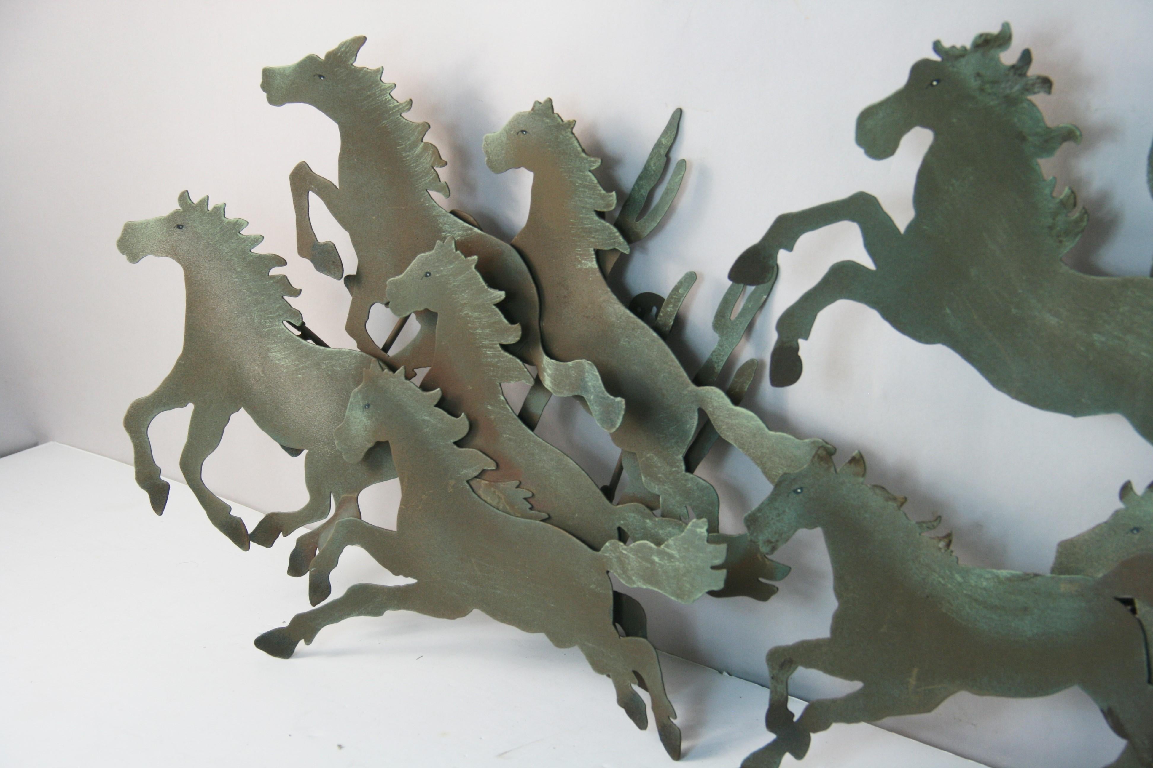 Late 20th Century Large Galloping Horse Patinated Wall Sculpture # 2 For Sale