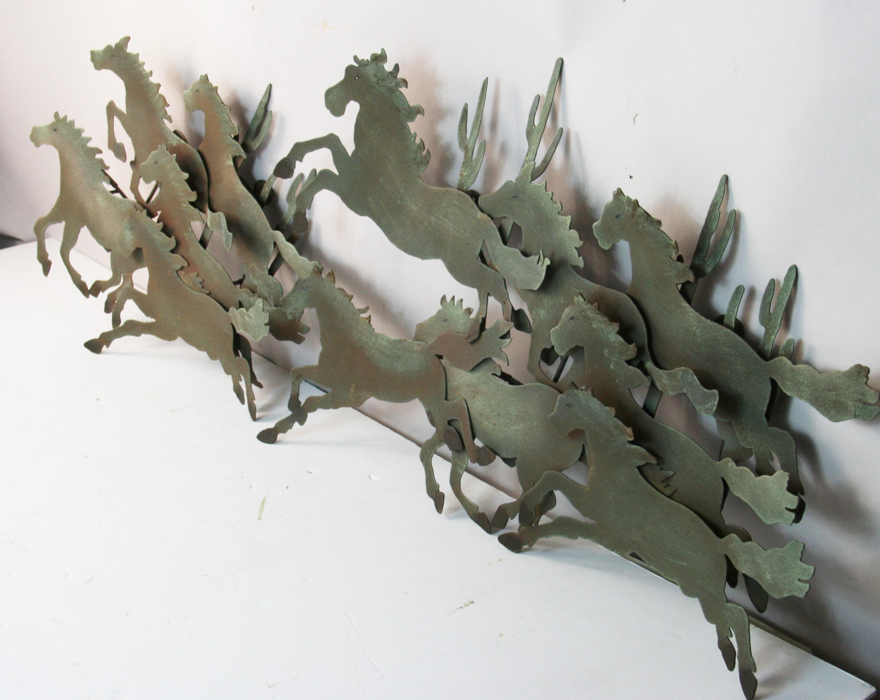 Large Galloping Horse Patinated Wall Sculpture # 2 For Sale 1