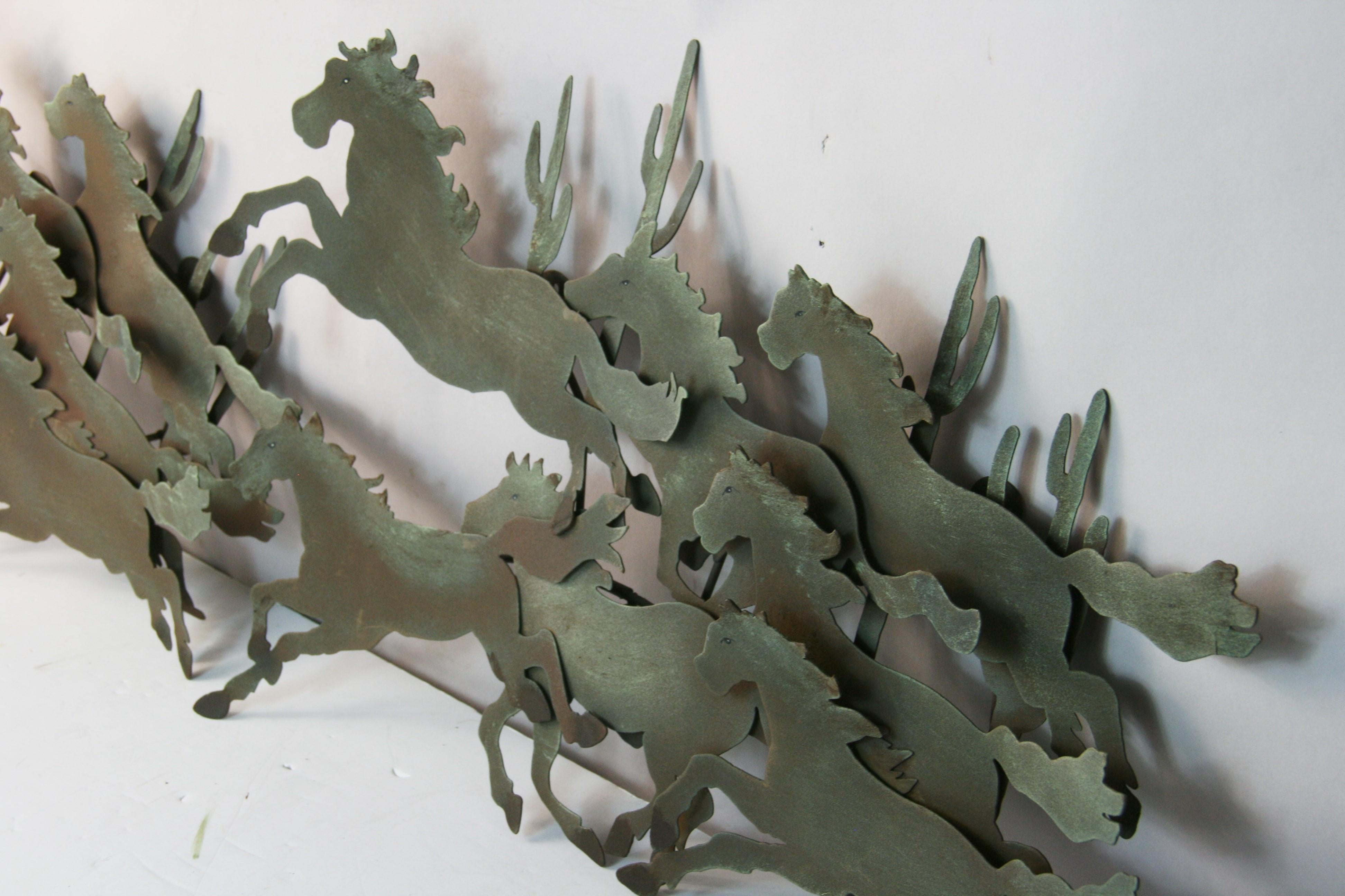 Large Galloping Horse Patinated Wall Sculpture # 2 For Sale 2