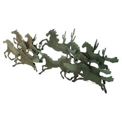 Large Galloping Horse Patinated Wall Sculpture # 2