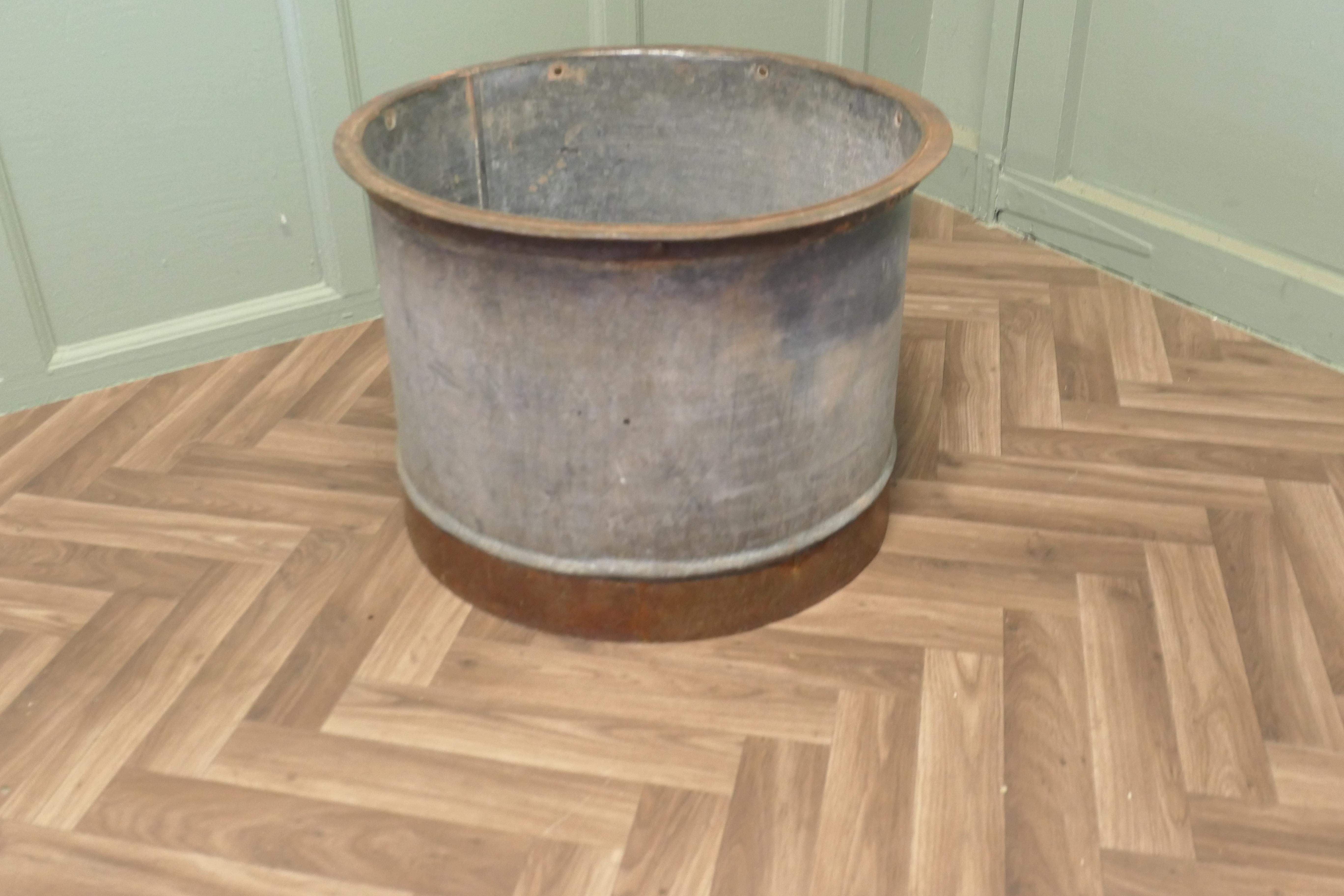 Industrial Large Galvanised Steel and Iron Cauldron Log Bin For Sale
