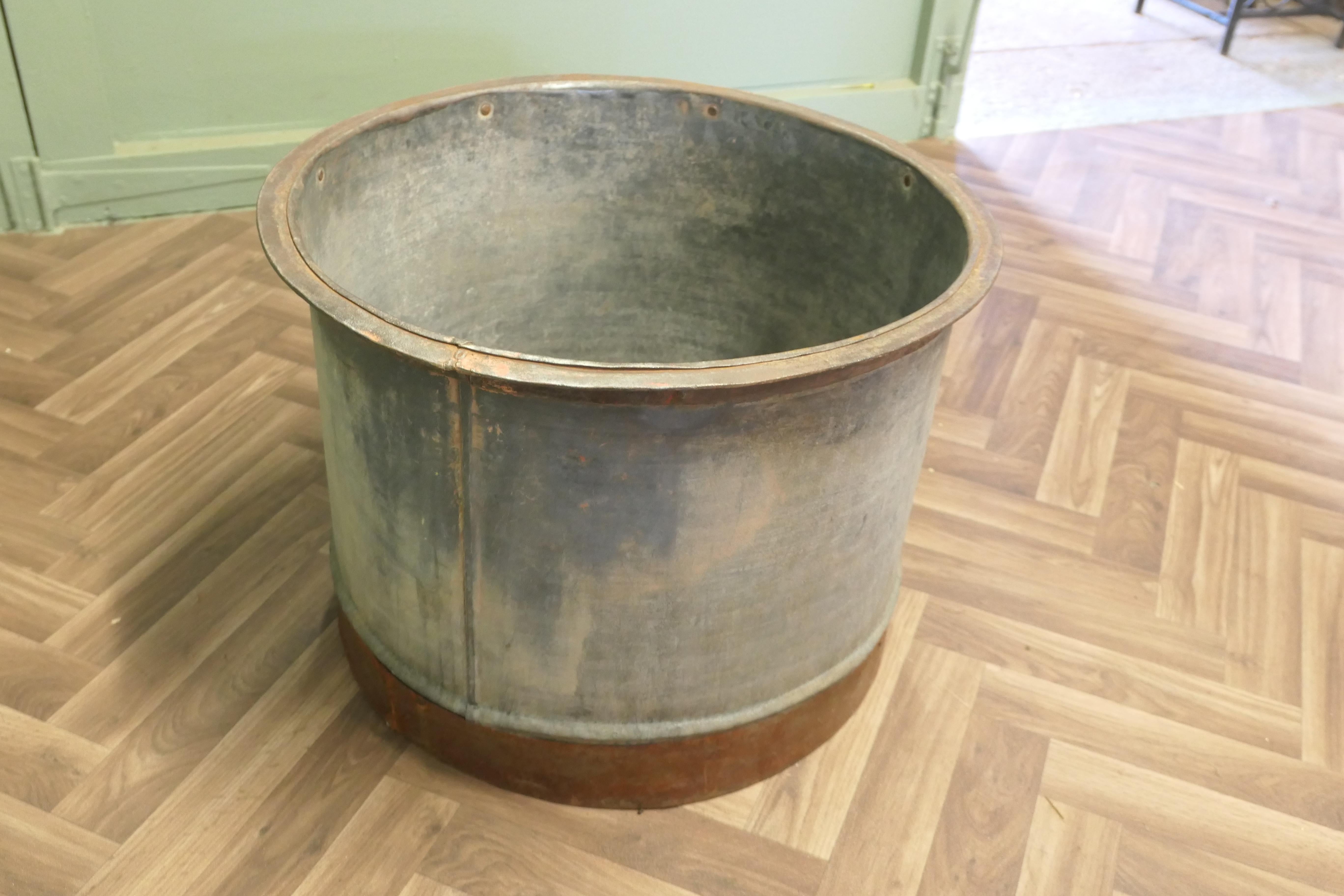 Large Galvanised Steel and Iron Cauldron Log Bin For Sale 1