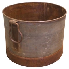 Large Galvanised Steel and Iron Cauldron Log Bin