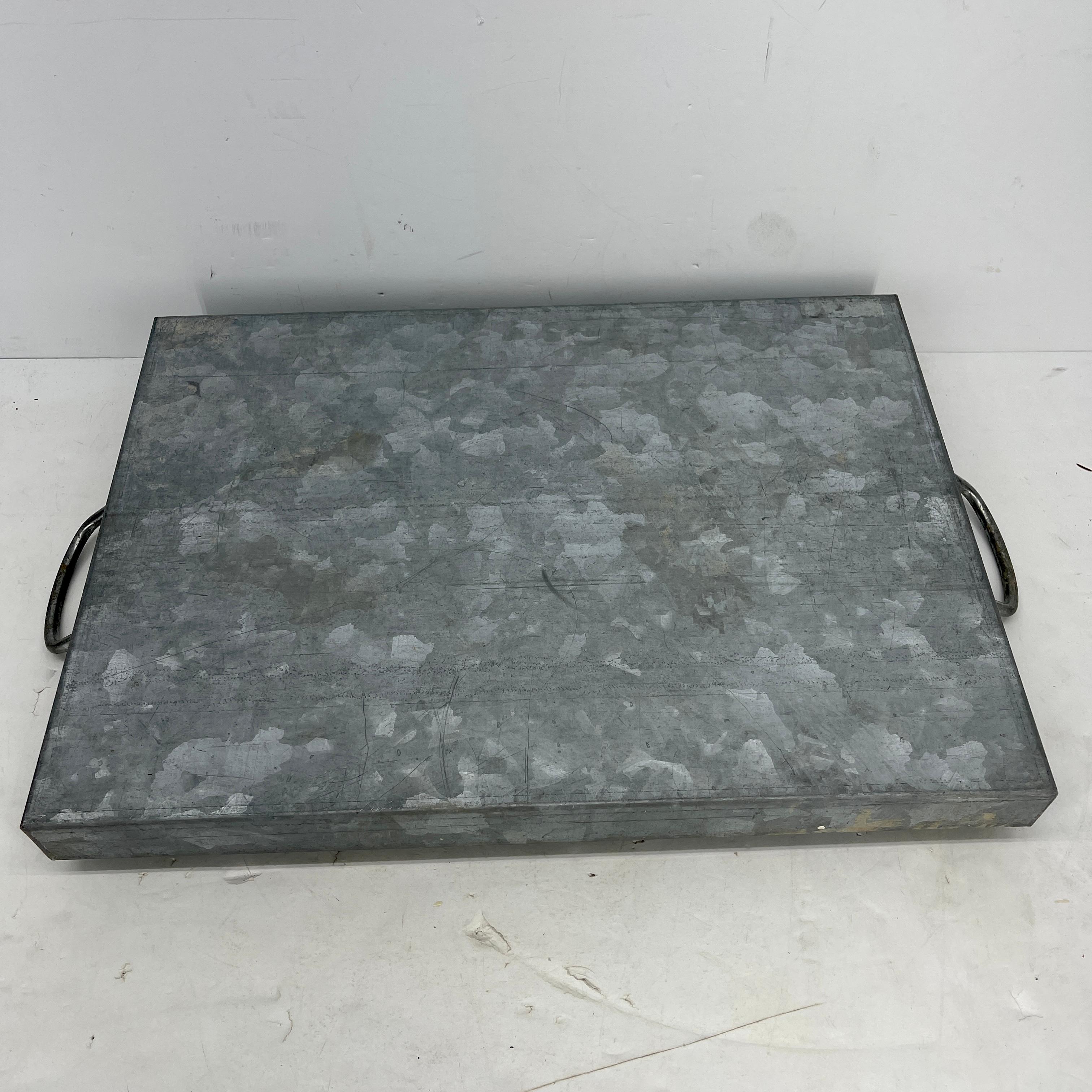 Large Galvanized Metal Serving Tray with Handles 2